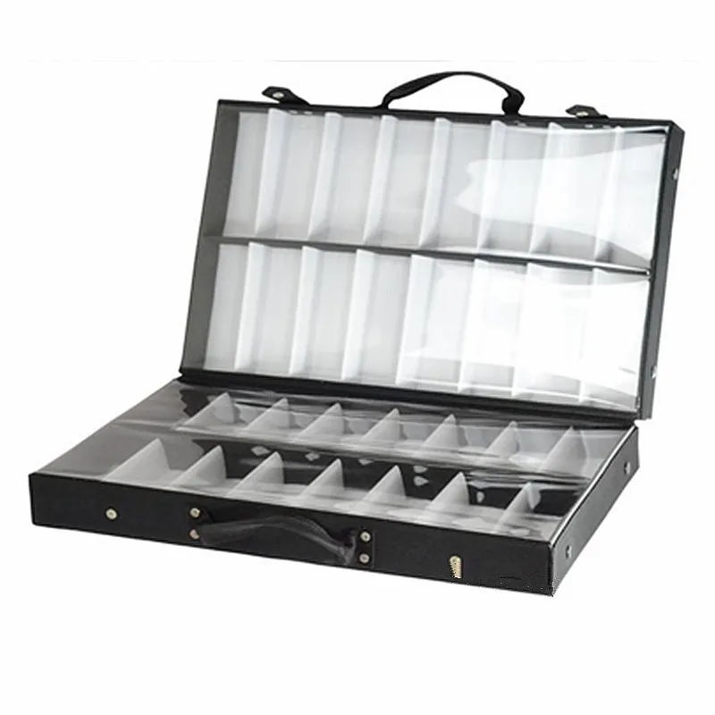 

Wholesale Black Portable Glasses Organizer Sunglasses Display Box Holder Case 32 Slots Suitcase Glasses Case