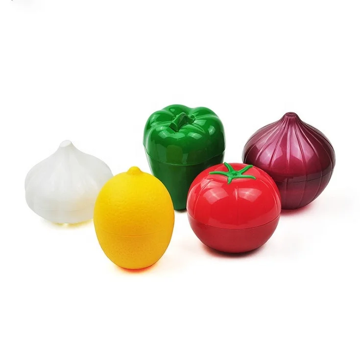 

RTS Fruit Vegetable Shaped Plastic Tomato, Onion, Garlic, Lemon, Pepper Container for Food Storage, Customized color