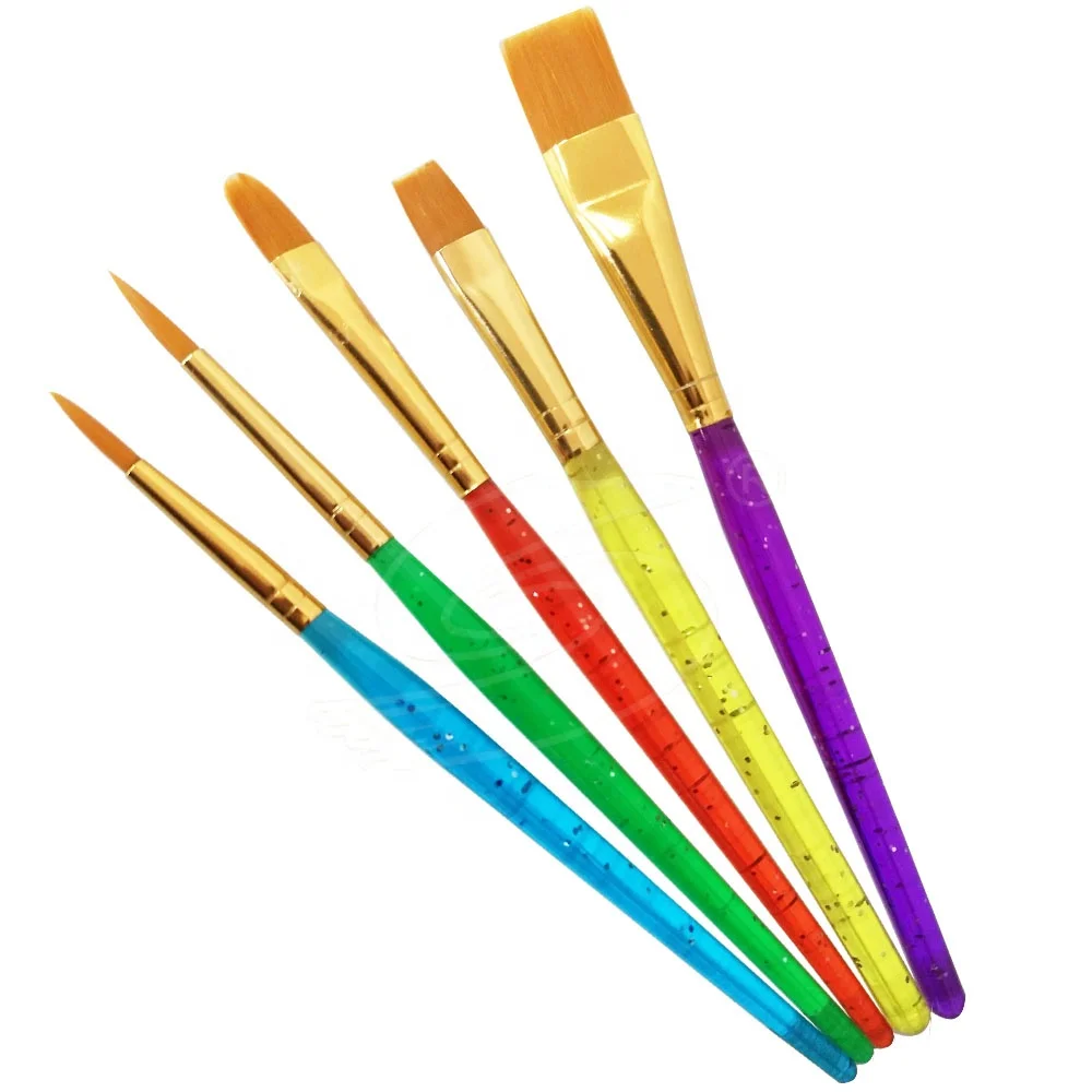 Fashion Kids Paint Brush Candy Color Plastic Handle Nylon Hair Art