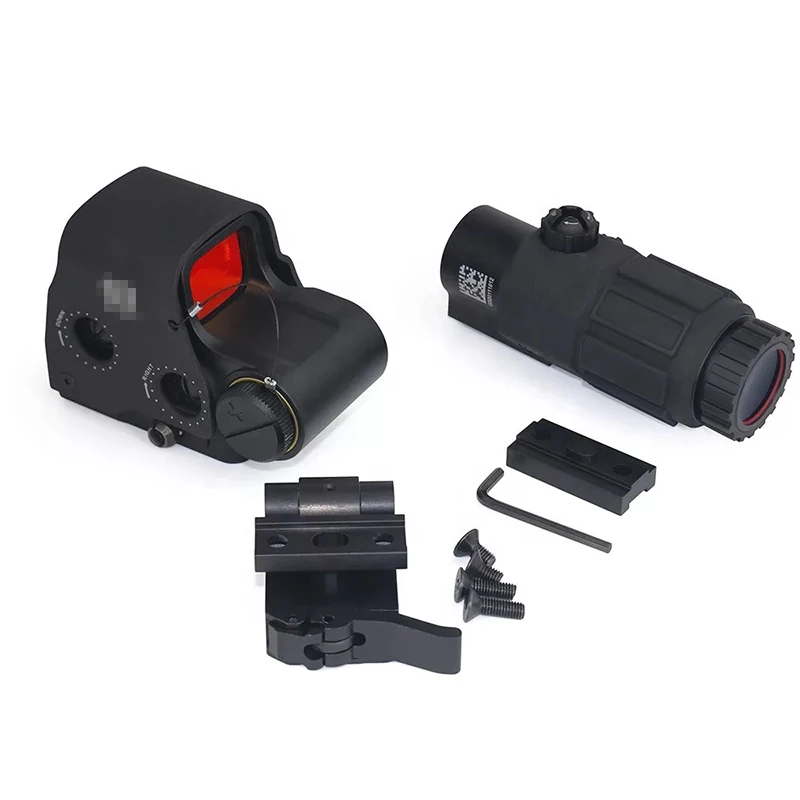 

New G33 3X Magnifier 558 RED DOT SET Airsoft with Switch to Side Quick Detachable QD Mount Hunting Sight, Matte black