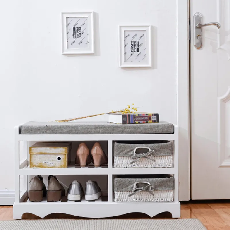 Modern Shoe Rack Bench With Basket Drawers Wooden Shoe Cabinet - Buy ...