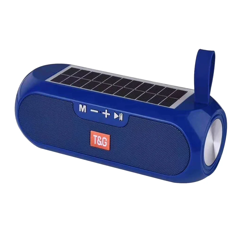 

2020 New arrival speaker Solar energy power supply TWS speaker TG182 multi functional wireless TF AUX USB play speaker, Black blue red gray