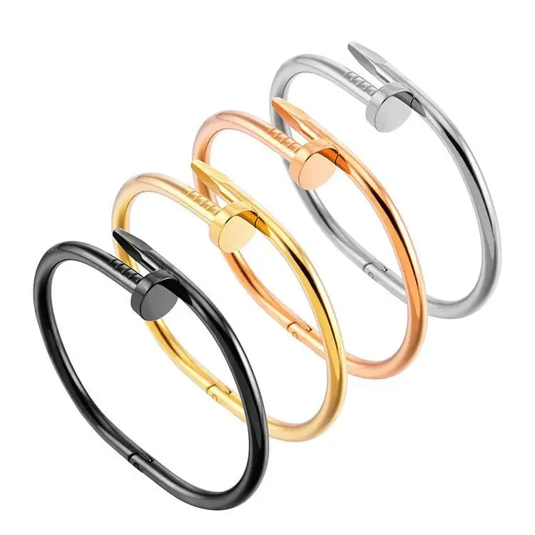 

Factory direct sale personalized opening simple nail bracelet stainless steel bracelet, As shown in color