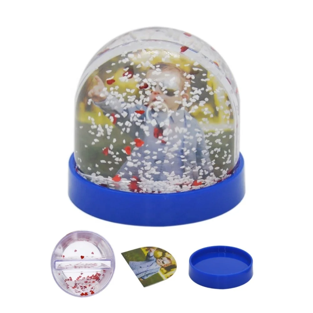 

Wholesale empty plastic photo snow globes frame water ball DIY liquid glitter picture snow globe for kids