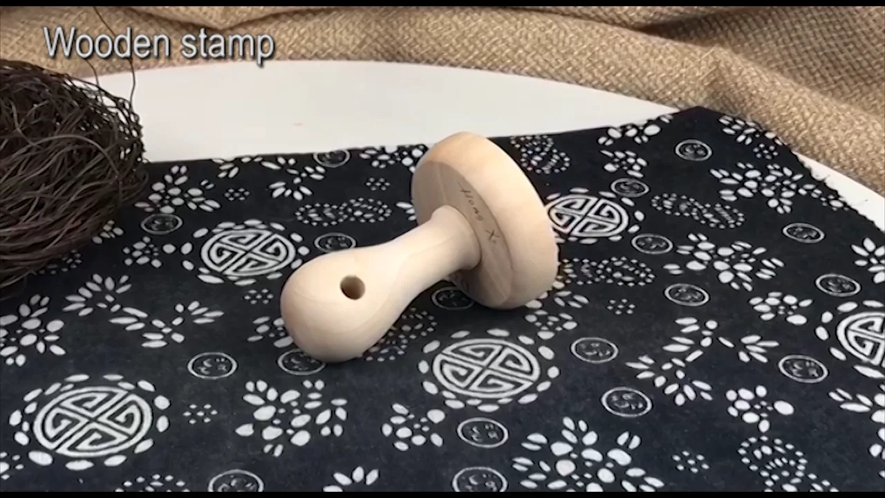 Factory Direct Wooden Stamp 60mm Custom Laser Engraving Logo Birch Wood