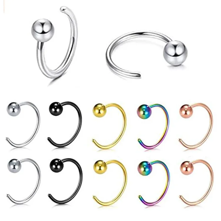 

NUORO Tiny Stainless Steel Half Hoops Earrings Small Huggie Earrings Ball Half Hoops Cartilage Piercing Hoop Stud Earrings
