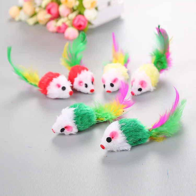 

Funny Cat Toy Set Mouse Shaped Mini Funny Playing Plush Interactive Cute Cat Toy Mouse