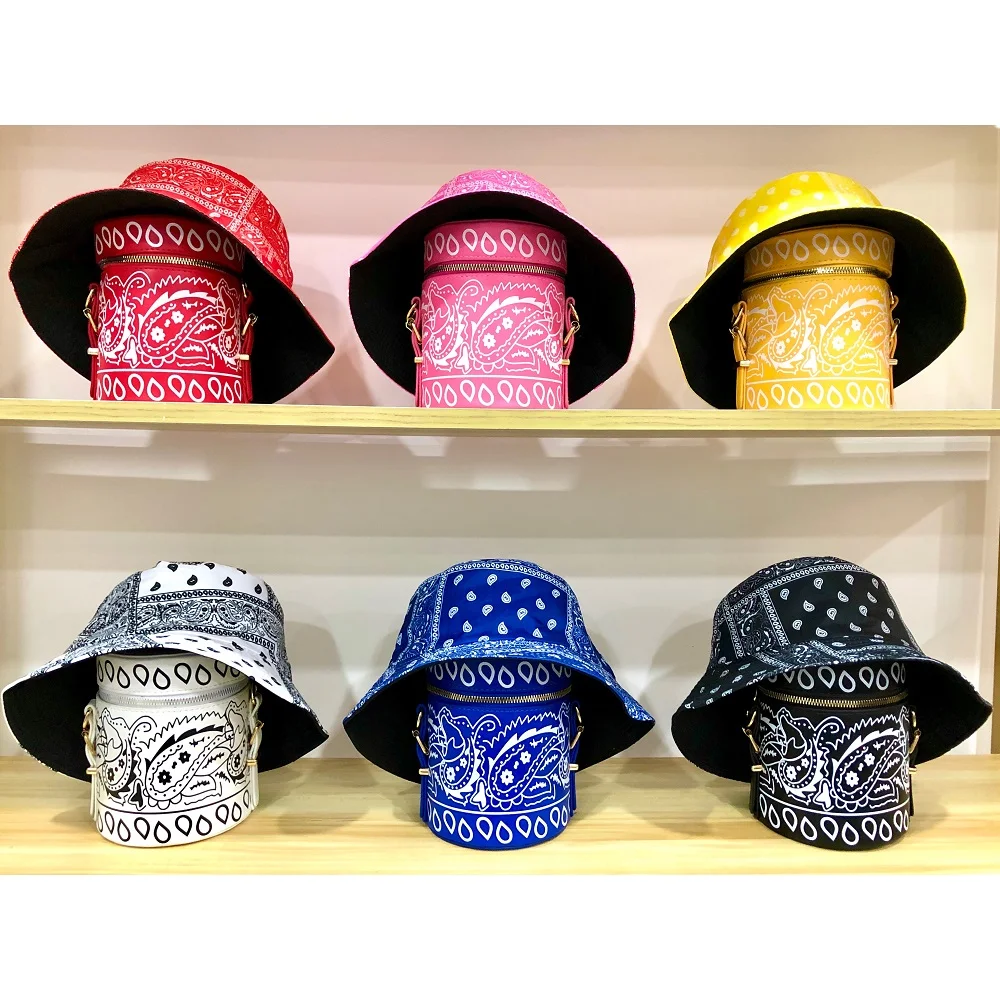 

Wholesale price fashion designer women ladies handbags bandana bucket hat and bags for girls