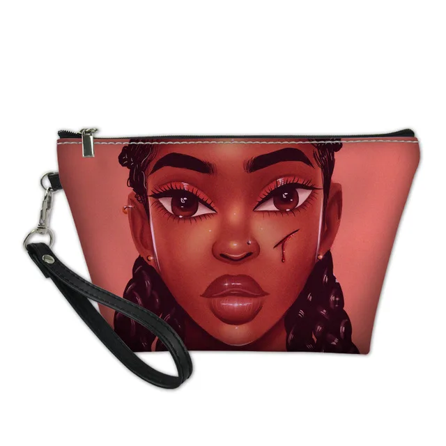 

Make up Bag Cosmetic Black Queen African Girls Printing Personalized Cosmetic Bags Toiletry Bag for Women Organizers and Storage, Customized color