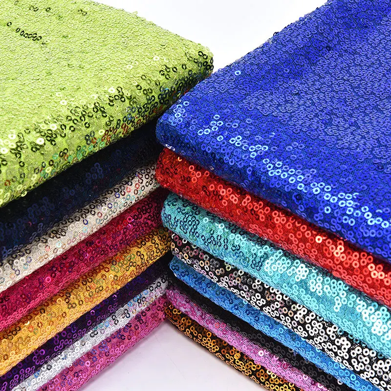Sold by Meter 3MM Cheap Plain Colors Glitz Mini Micro Embroidered Sequin Fabrics on Polyester Mesh