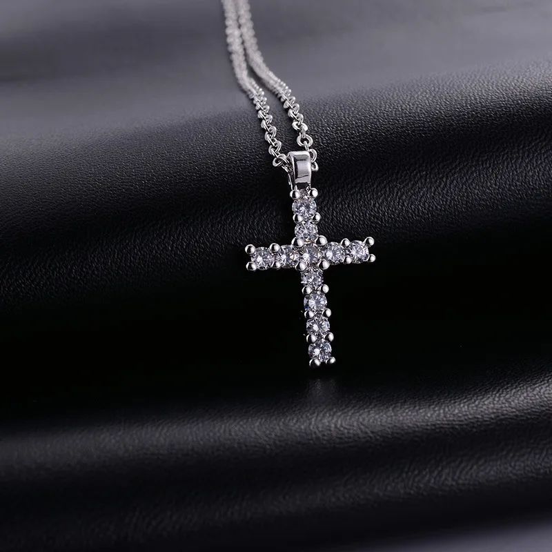 

Fashion Classic 18K Gold Plated Chain Zirconia Cross Necklace For Women, Gold,silver,rose gold