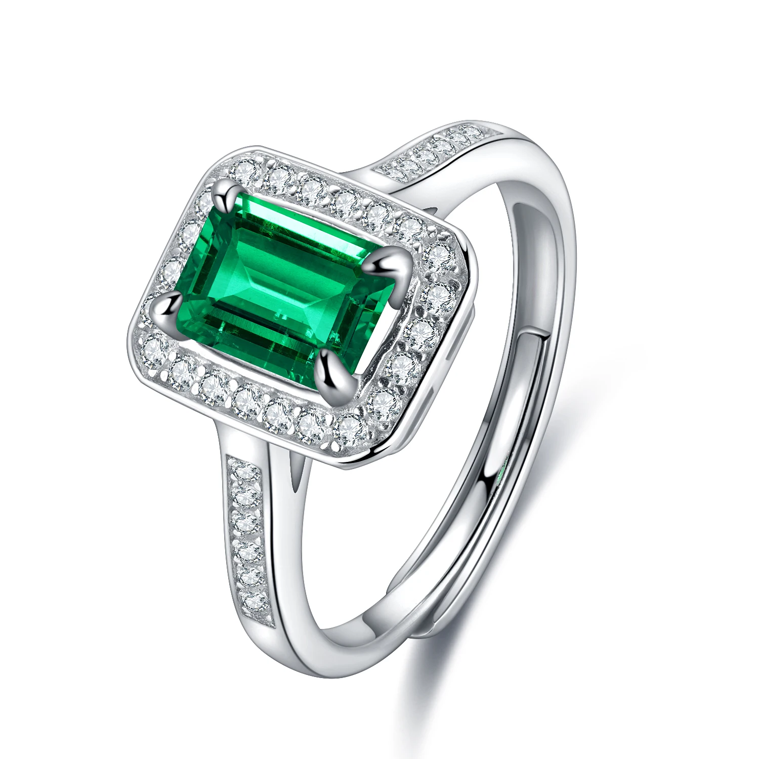 

2021 Style Classic Lab Created Zambia Emerald Diamond Ring For Women Gift, Green