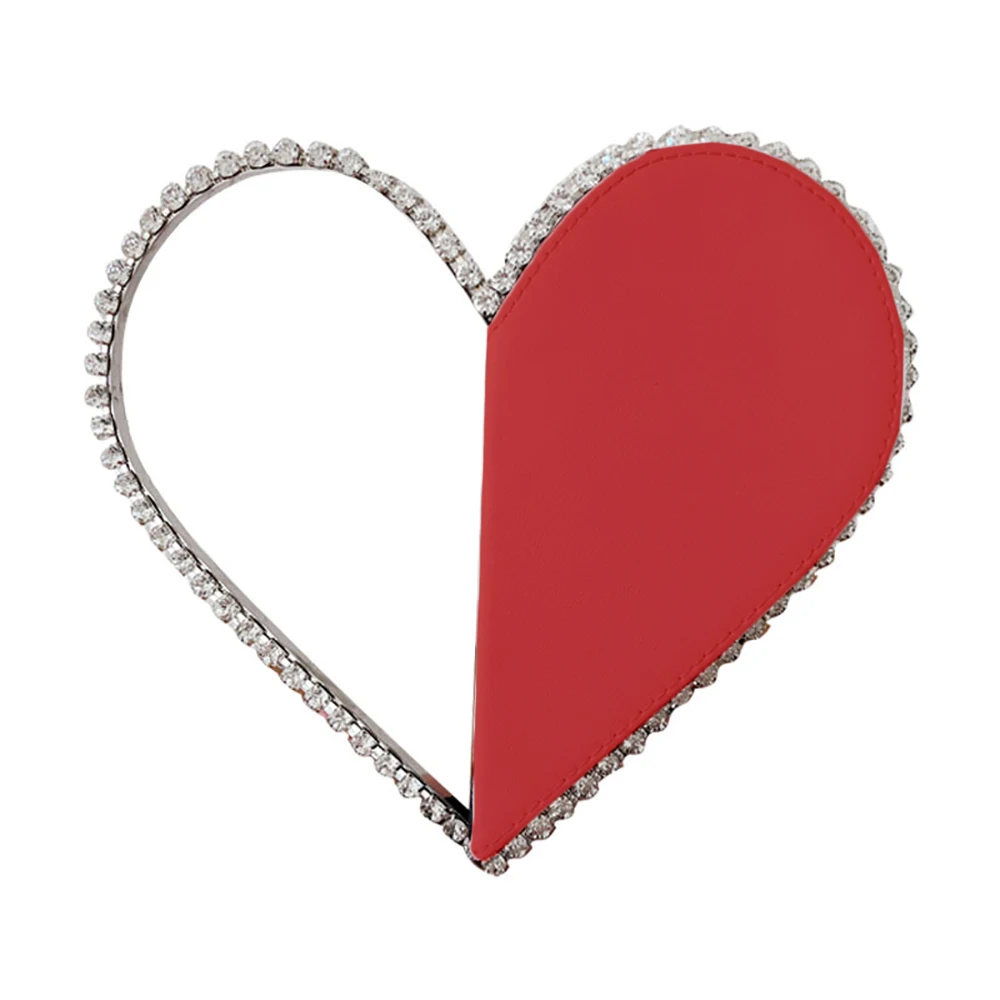 

Amazon Hot Sale Ladies Acrylic Frame Red Heart Womens Clutch Bags Evening Crystal, Red, black, white, pink, silver, golden