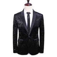 

Fashion casual senior men black jacquard pattern large size slim suit wholesale 2 pieces