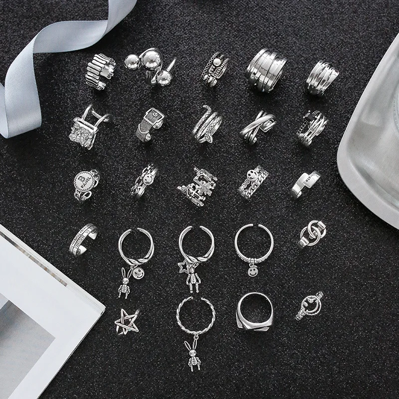 

European and American retro ring plain cooper ring couple index finger ring, Picture