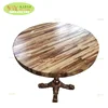 Wax oil restaurant wood table round/ solid wood acacia round coffee table with metal legs