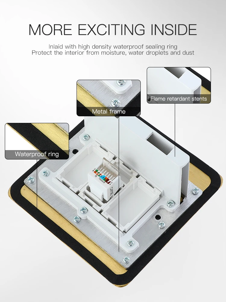 Wholesale rj45 standard brass network  hidden floor socket box