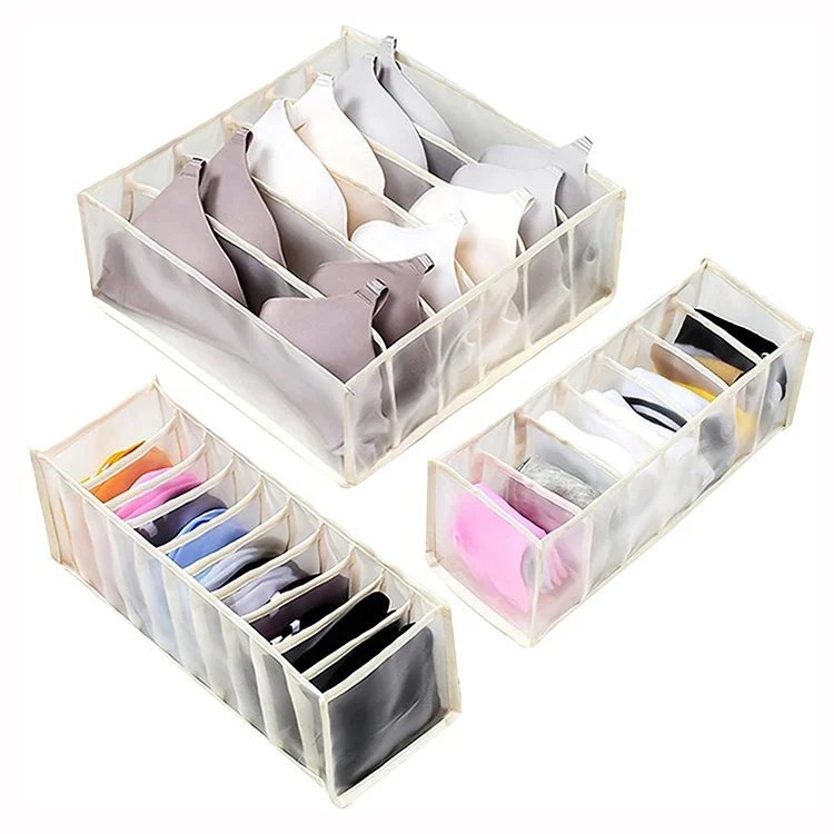 

Foldable Bra Sock Underwear Mesh Organizer Storage Box Set, Customized color