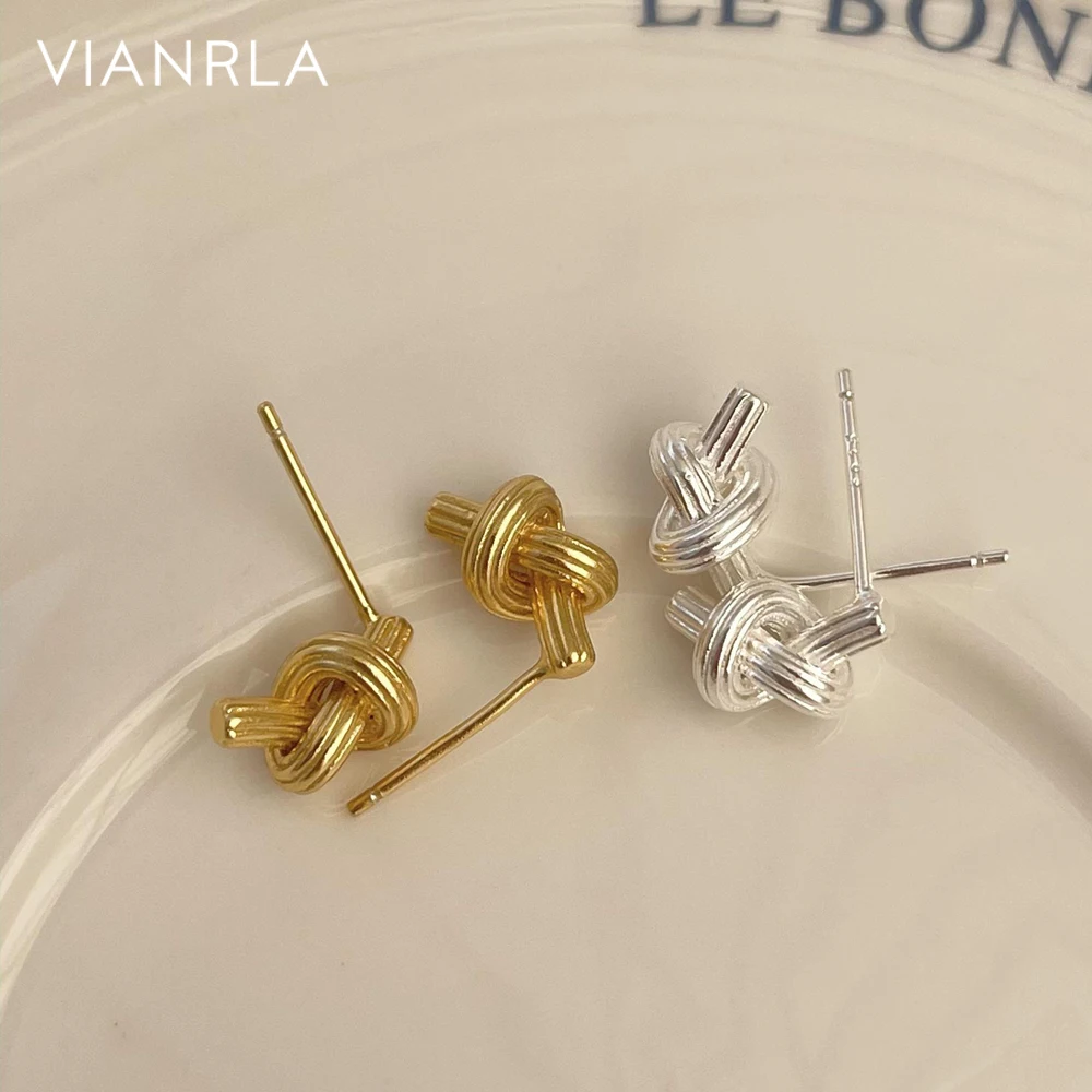 

VIANRLA 925 Sterling Silver Knot Shape Earrings Minimalist Personality 18k Gold Plated Women's Jewelry Gift Drop Shipping