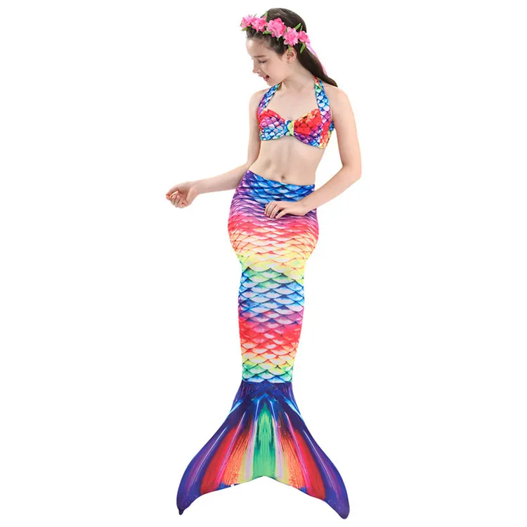 

Best wholesale swimsuit 3pcs bikini swimsuit set mermaid tail children's swimwear for party activities dress, Multi-colored