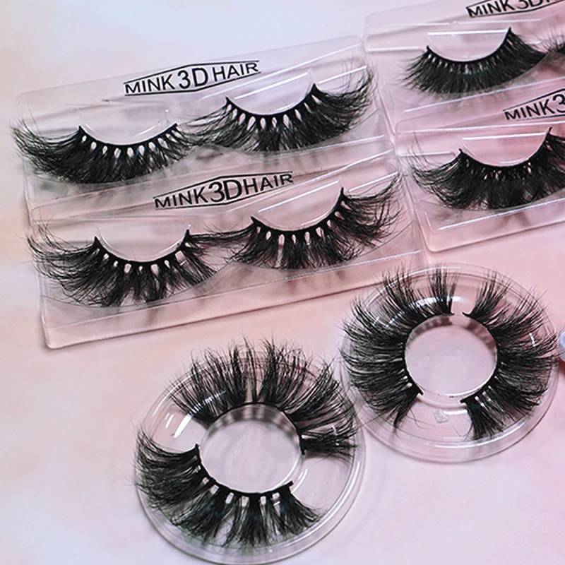 

Custom Eyelash Packaging 100% Real Mink Lash Natural Long 25mm Fluffy Eyelashes