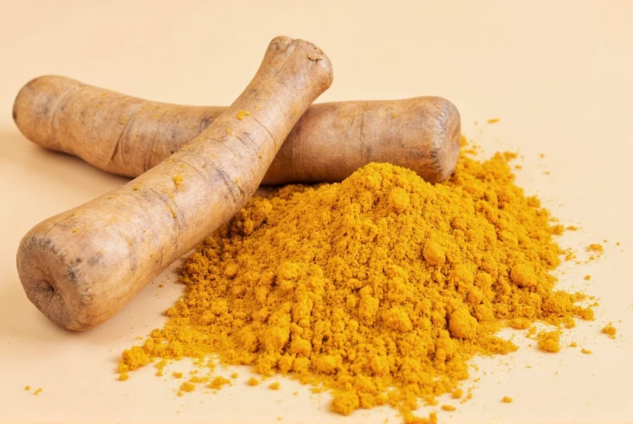 Turmeric root and powder showing natural blood pressure remedy