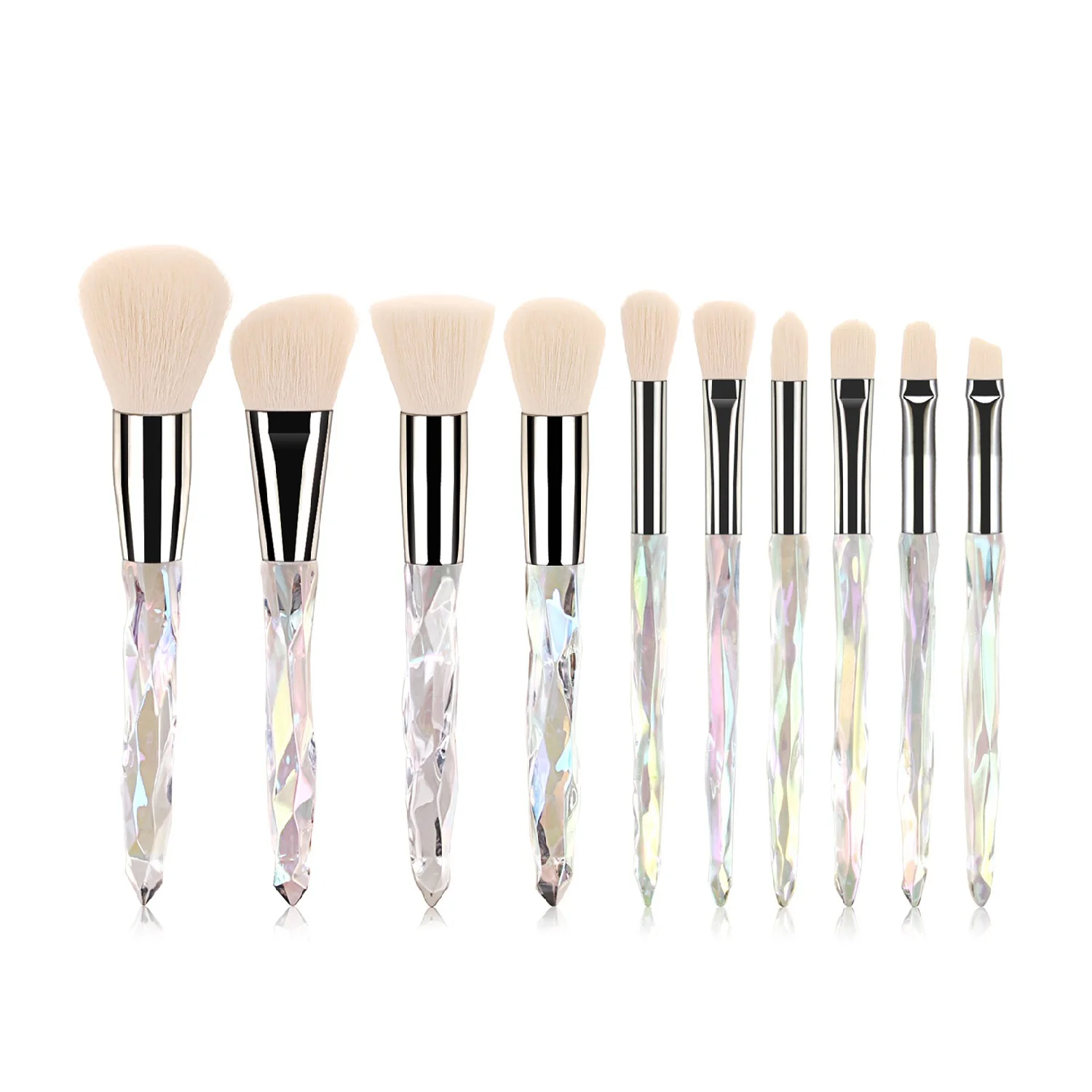 

10Pcs Diamond Makeup Brushes Private label Powder Foundation Eye Shadow Eyebrow Crystal Professional Makeup Brush Set Kit