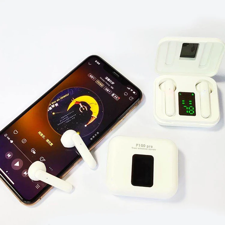 

Hot Battery Displaying Touch Headset Pro100 TWS Wireless Headphones, White