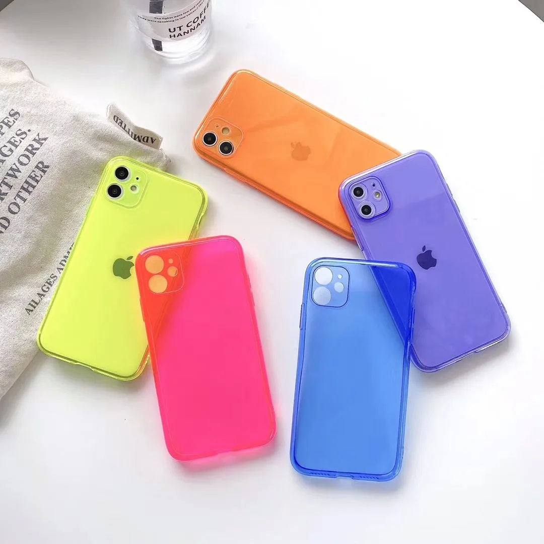 

Anti-drop Soft TPU transparent fluorescent phone case for iPhone12 case manufacturer, Multi colors