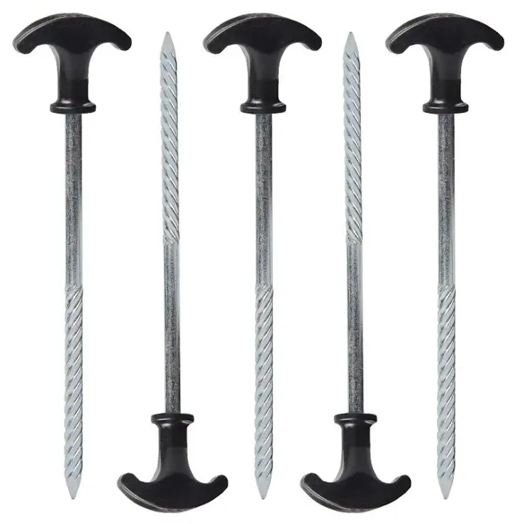 

outdoor camping titanium stainless steel iron T-Shape peg plastic tent nails stakes, Silver