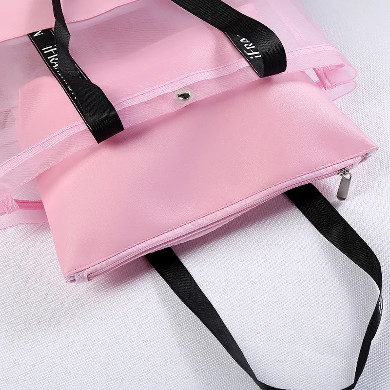 Large capacity shopping bag PVC mesh shoulder beach bag