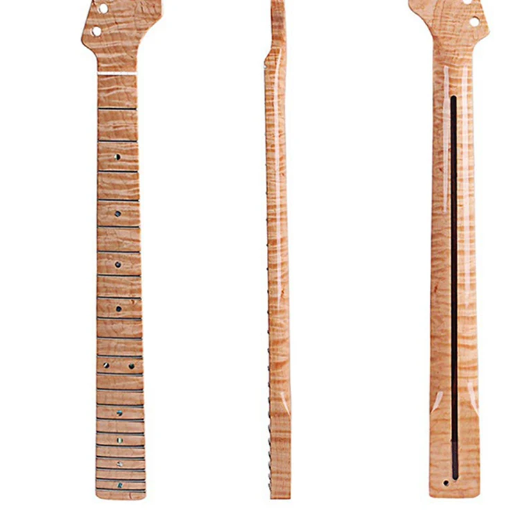 

Wholesale ST TL guitar neck 21 Frets Tiger Flame Maple guitar Neck for electric guitar neck replacement, Nature