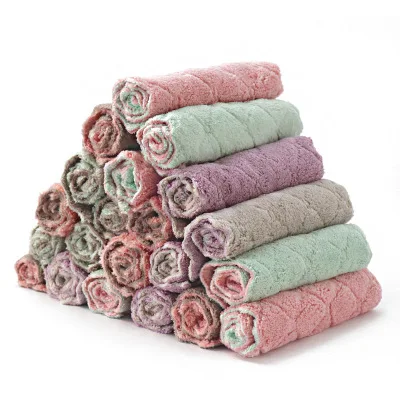 

Kitchen Coral Fleece Dish Cloth Thickened Dish Cloth Housework Cleaning Absorbent Towel Non-oily Dish Towel