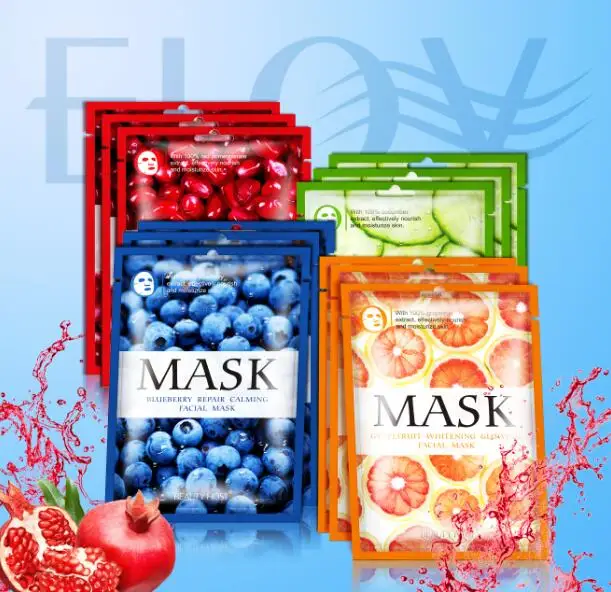 

OEM ODM OBM Organic Fruit Face Sheet Mask Cucumber Blueberry Pomegranate Grapefruit Non-woven Facial Mask