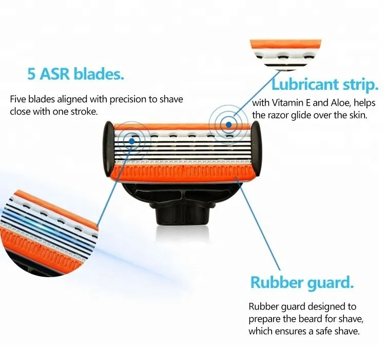
5 Blade Razor Blade Cartridge Shaving Refillable Razors / Five Blade 