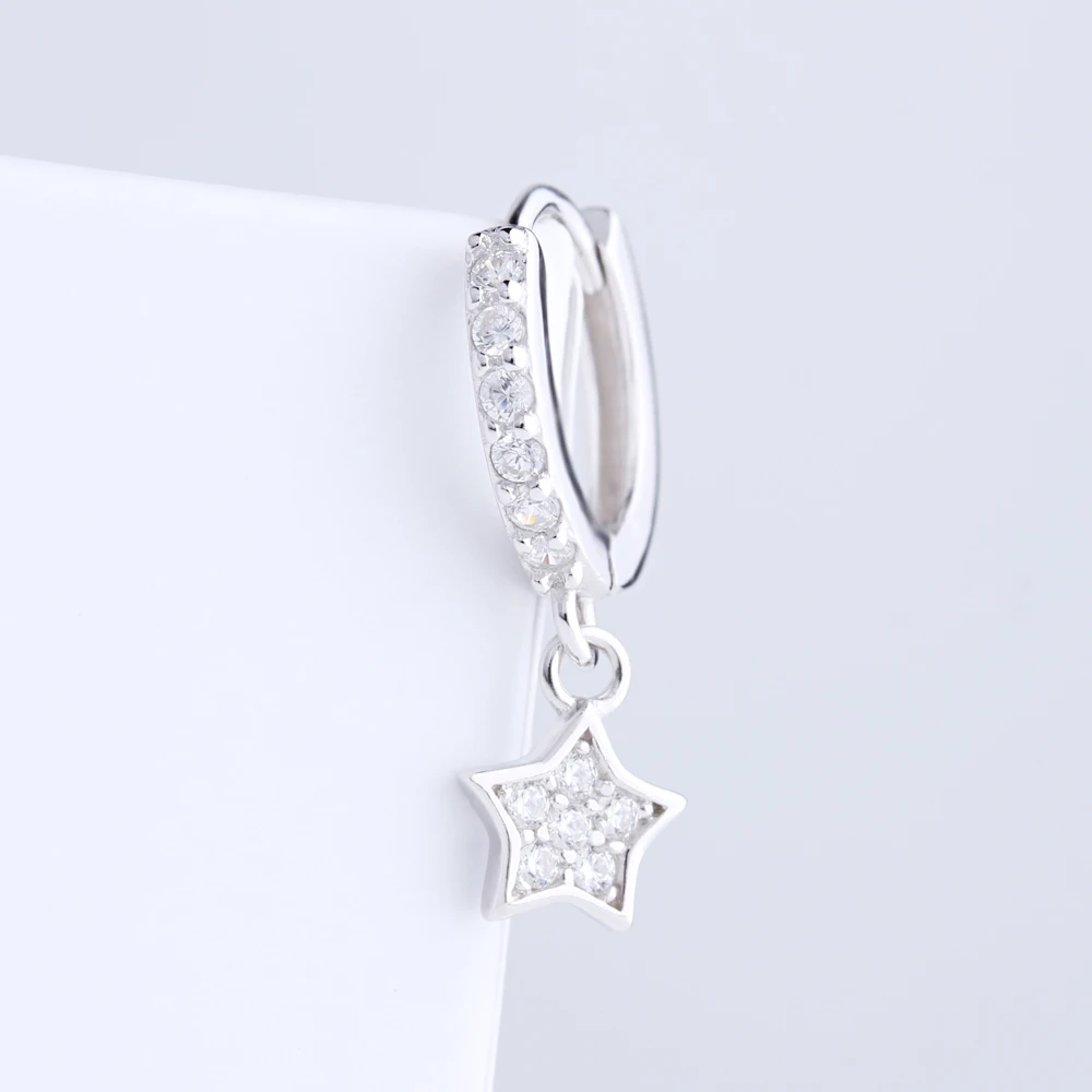 

New Ear Piercing Trend Star Drop Zircon Charm Hoop Helix Huggie Earrings