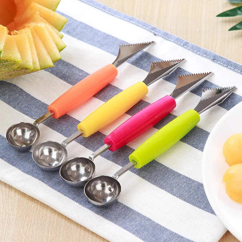 

Fruit Platter Carving Knife Melon Spoon Ice Cream Scoop Watermelon Kitchen Gadgets Accessories Slicer Tools Food Cutter, As photo