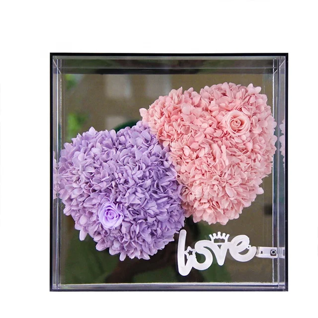 

Wholesale Preserved Hydrangea Dried Flowers Custom High Quality Red Heart Shaped Flower For Wedding Decoration