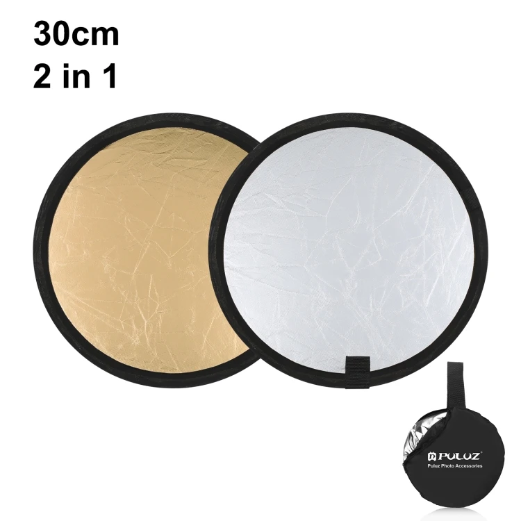 

Photography Lighting Reflector 30cm 2 in 1 Portable 2 in 1 Collapsible Round Multi Disc Studio Photo Reflector