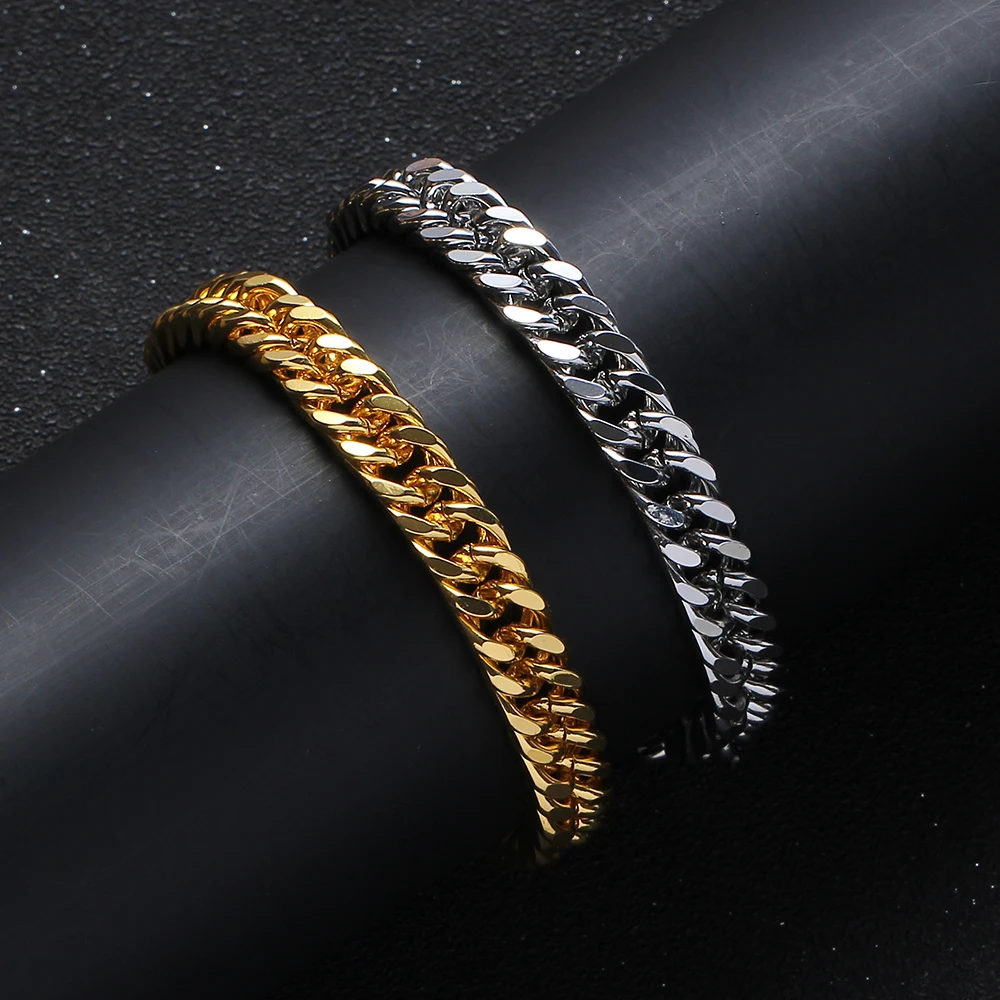 

AB051 9mm 7" 8" iron Bracelet Hip Hop Men Cuban Bracelet Bangle Bling Bling