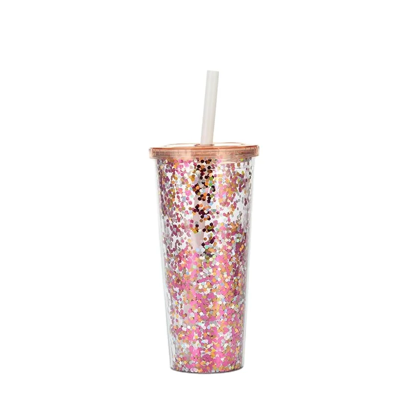 

24oz multi color glitter double wall tumbler with straw, Customized