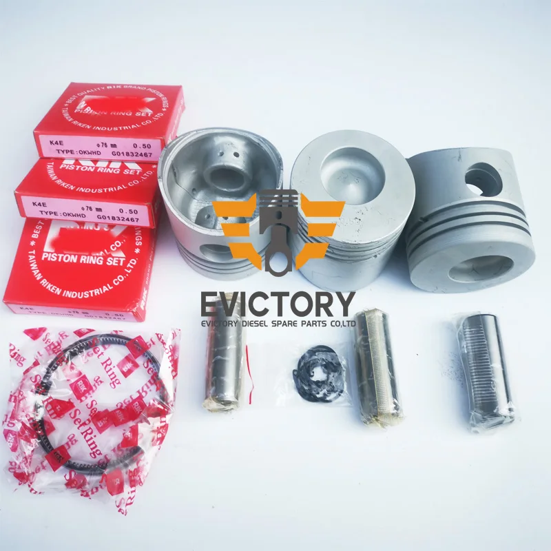 

For Mitsubishi K3E rebuild kit overhaul gasket + piston + piston ring set