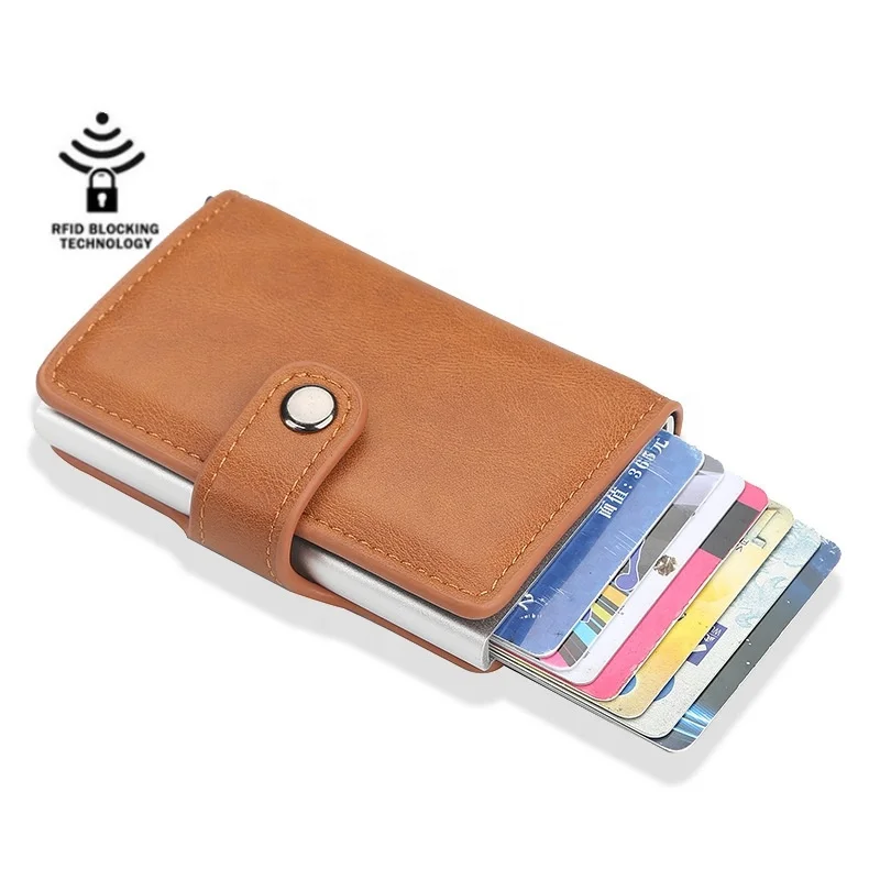 

Factory Wholesale Baellerry Wallets Suppliers Automatic Bullet Card Aluminum Box Card Holder Wallet RFID Blocking