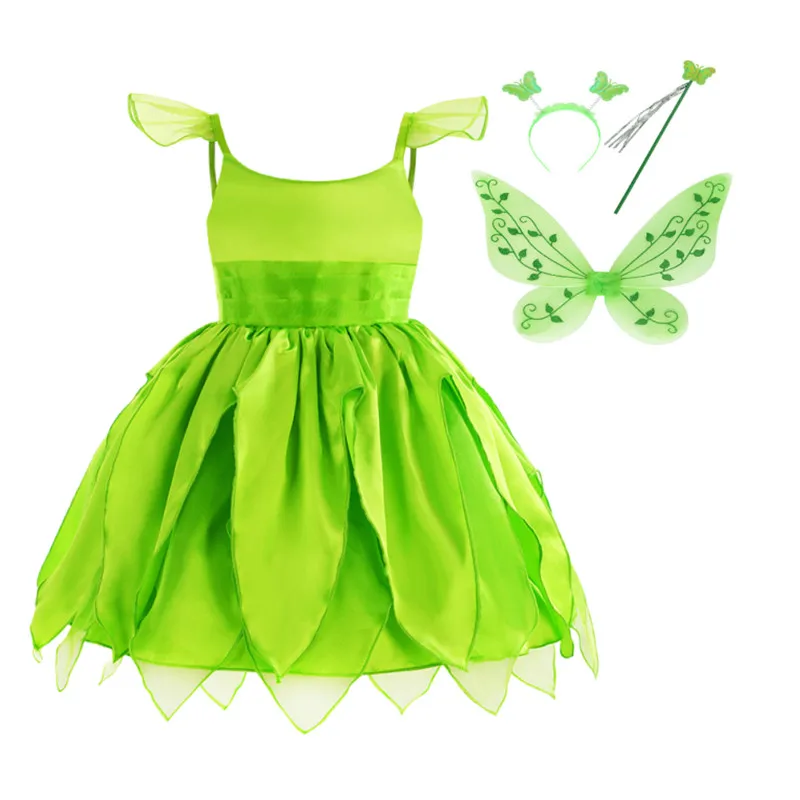 

New arrival Children TV movie Tinkerbell cosplay costume with wing kids girl Tinkerbell party fancy princess dress