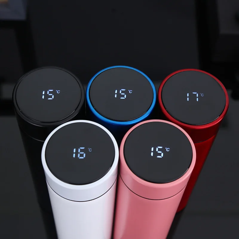 

Eco friendly custom printed logo handheld bottle with led lid insulated innovative hot-water bottle