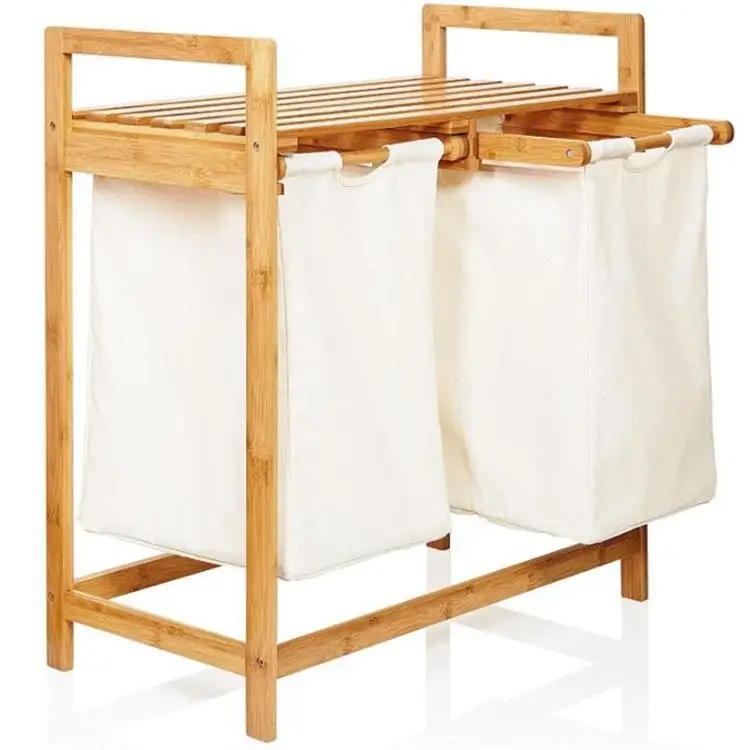 

Multi-functional Oxford Cloth Wooden Frame Dirty Laundry Basket Large Double Living Room Cloth Storage Box