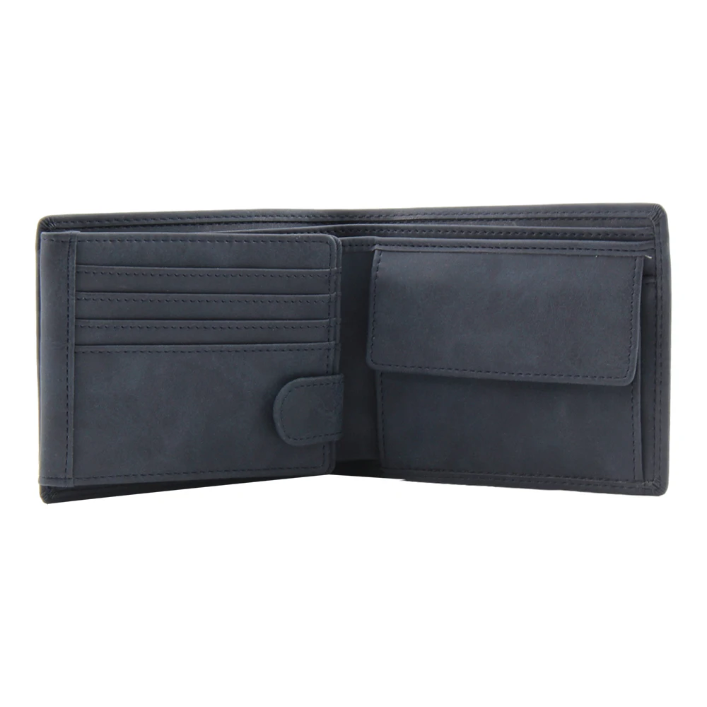 

Eco vegan leather trifold wallet slim rfid men's wallet in horizontal with coin compartmen and 2 mesh id pocket, Black, or any leather colors