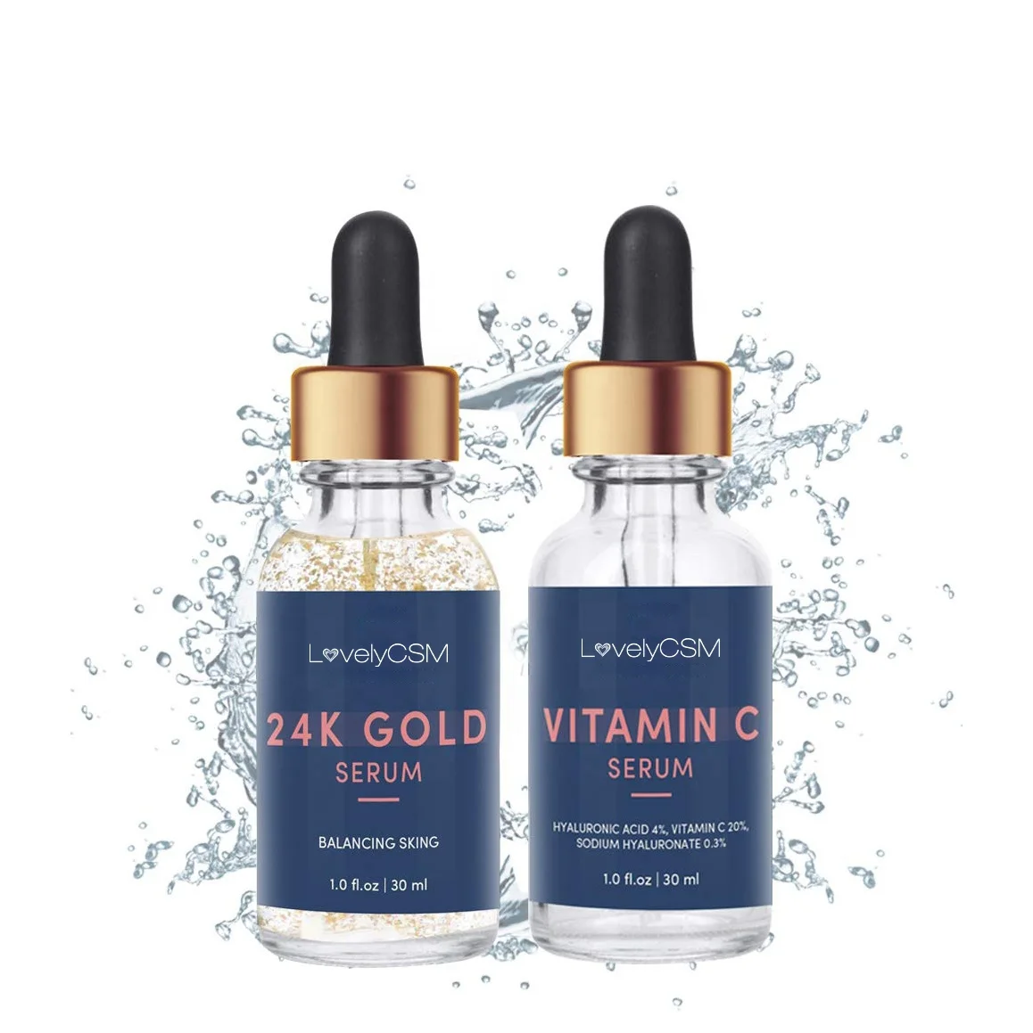 

Processing Customization Natural Organic Moisturizing Vitamin C Hyaluronic Acid Anti Aging Serum 24K Gold Serum