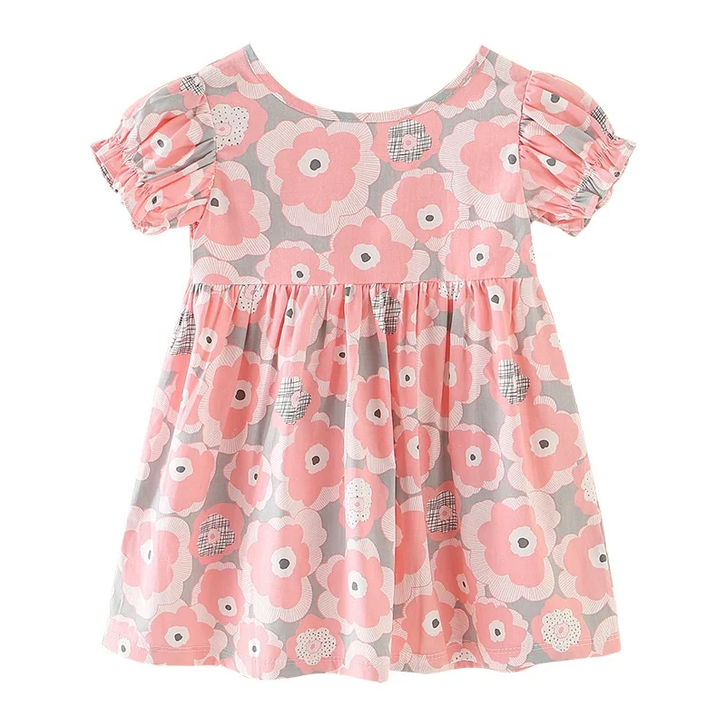 

Summer soft toddler girl skirt sweet pink flower princess dress for kids