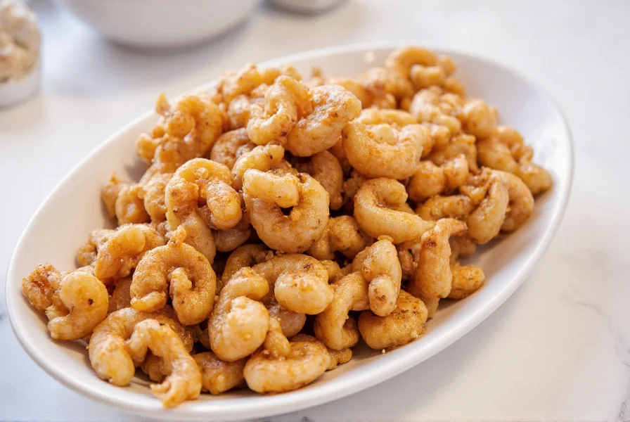 Perfectly cooked salt and pepper squid served in white ceramic dish